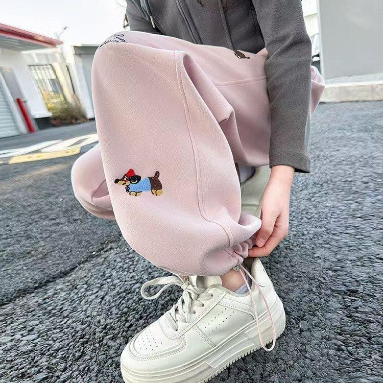Women's Casual Loose Wide Leg sweatpant  – Y2K Streetwear Trousers in Pink, Yellow & Grey