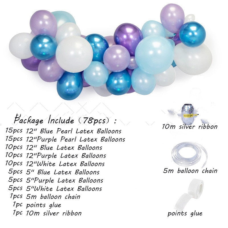 Winter Frozen Balloon Garland Arch Kit – Blue Purple Snowflake Party Decoration Set