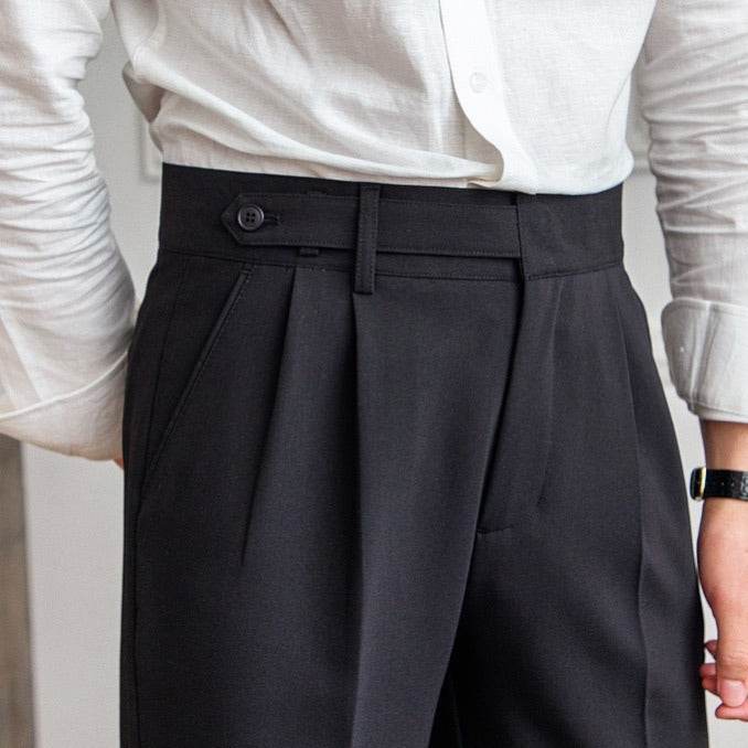 Spring And Autumn Naples Design Mid-high Waist Straight leg British Crisp Anti-wrinkle Business Office Professional Work trouser for men