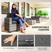 Patio Furniture Set, Cushions, Sofa, Loveseat, Storage Table, Gray