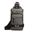 Men's Multifunction Nylon Backpack Crossbody Shoulder Bag with USB Charging Port