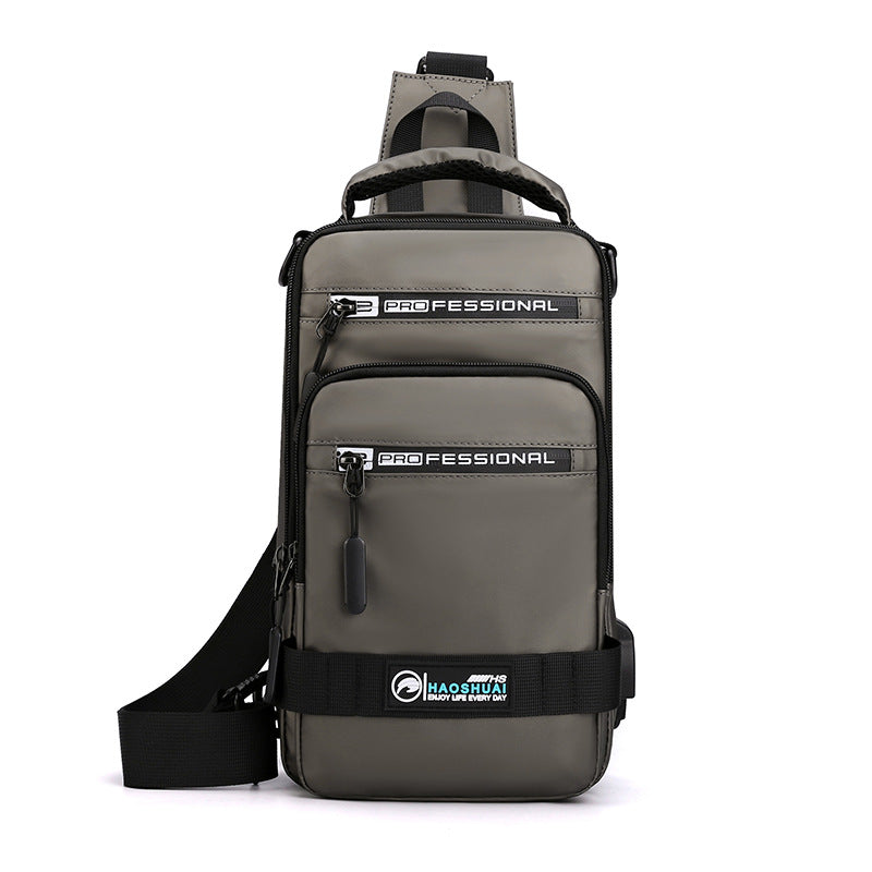 Men's Multifunction Nylon Backpack Crossbody Shoulder Bag with USB Charging Port