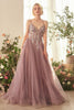 ENGLISH VIOLET A-LINE LAYERED TULLE GOWN