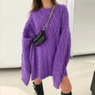 Casual Oversize Hip pop style Round neck Knitted Twist Sweater dress