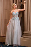 Delicate beaded floral motif & layered glitter tulle