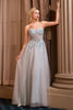 Delicate beaded floral motif & layered glitter tulle