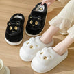 Winter Cotton Cat Slippers Soft Plush Comfy Warm Couple Slip-On House Cute Cat Face Slippers For Winte