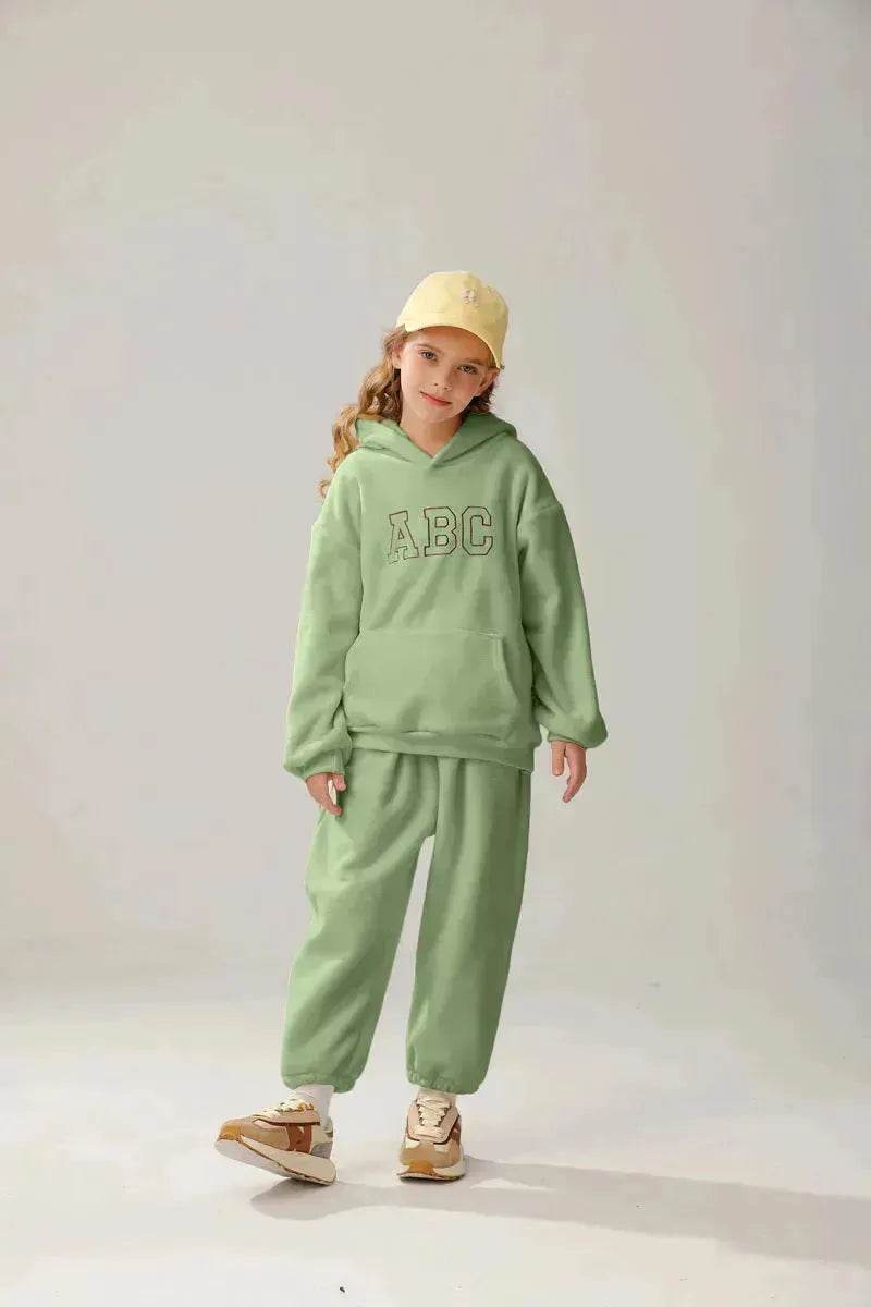 Children  Unisex Sports Brushed Hoody Trousers Suit Unisex Hoodie two piece for kids
