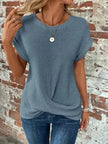 Casual Summer Short-sleeved Waffle blouse Top Summer New Solid Color Casual Evening Top For Women