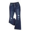 Women's High Waist Ripped Bootcut Jeans – Blue Denim Pants Canada USA