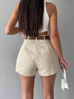 Women's Fashion Solid Color High Waist Mini Skort