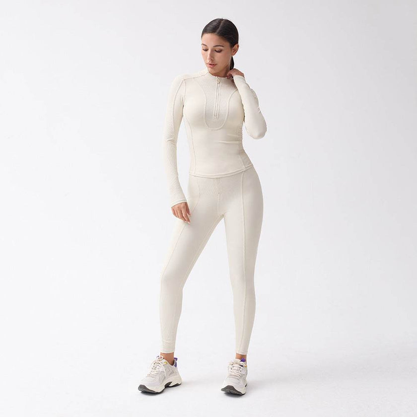 Long sleeve gym top for women Slim fit Half Zip Fitness Workout Top