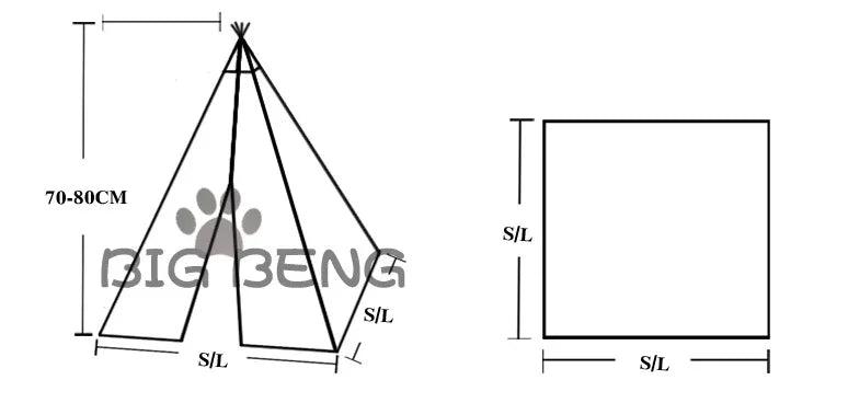Boho Canvas Pet Teepee Tent Bed – Cat & Dog Tipi House | S, M, L
