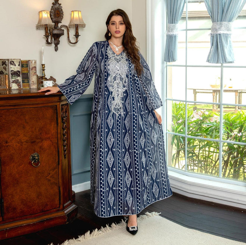 Muslim Saudi Dubai Evening Gown Embroidered Robe
