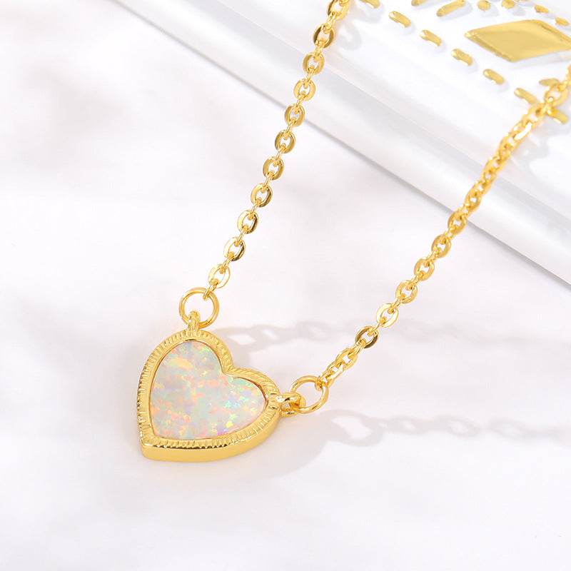 Romantic Heart Necklace Copper Zircon Pendant Necklace for women