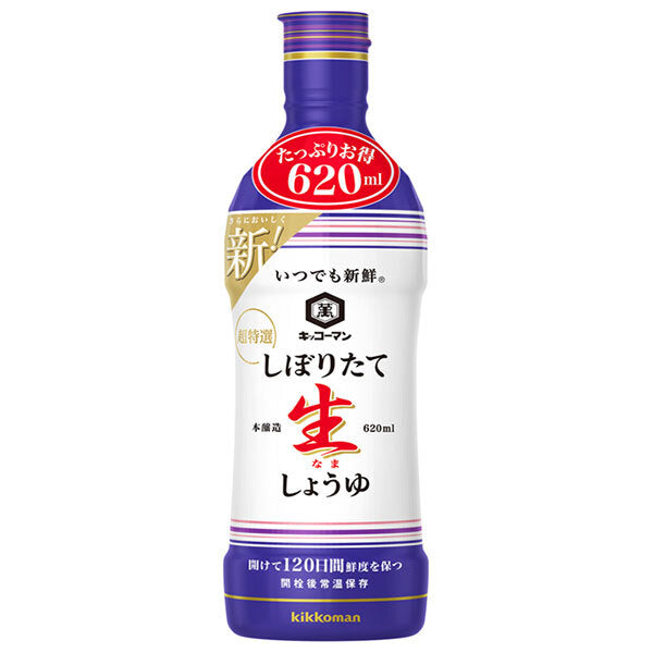 キッコーマン いつでも新鮮 しぼりたて生しょうゆ 620ml×12本入【日本出荷】