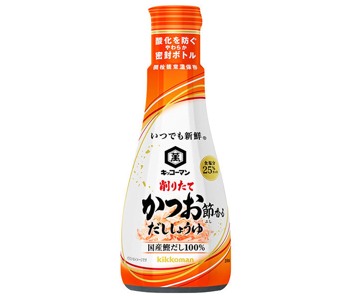 Kikkoman Always Fresh Freshly Shaved Bonito Flavored Dashi Soy Sauce 200ml PET bottles x 6 bottles [Shipped in Japan]
