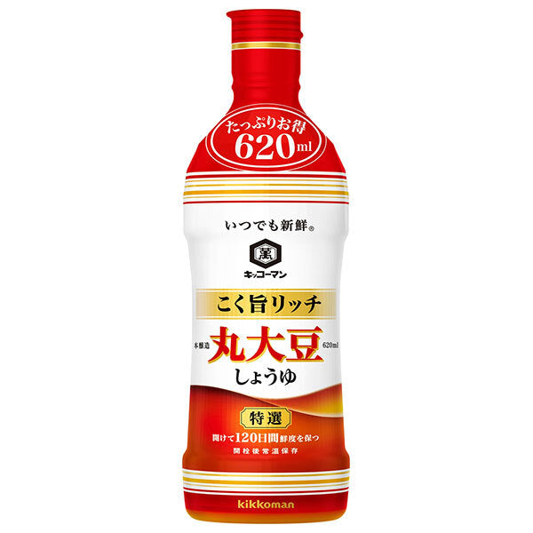 Kikkoman Always Fresh Rich Flavor Specialty Whole Soybean Soy Sauce 620ml PET bottles x 12 bottles [Shipped in Japan]