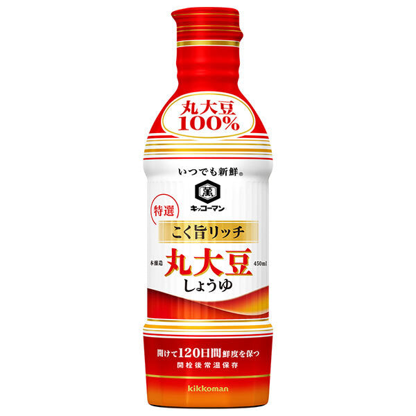 キッコーマン いつでも新鮮 こく旨リッチ 特選 丸大豆しょうゆ 450mlペットボトル×12本入【日本出荷】