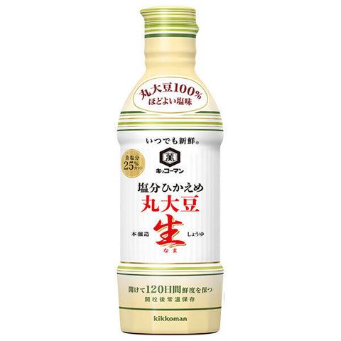 Kikkoman Always Fresh Low Salt Whole Soybean Raw Soy Sauce 450ml PET Bottle x 12 Bottles 