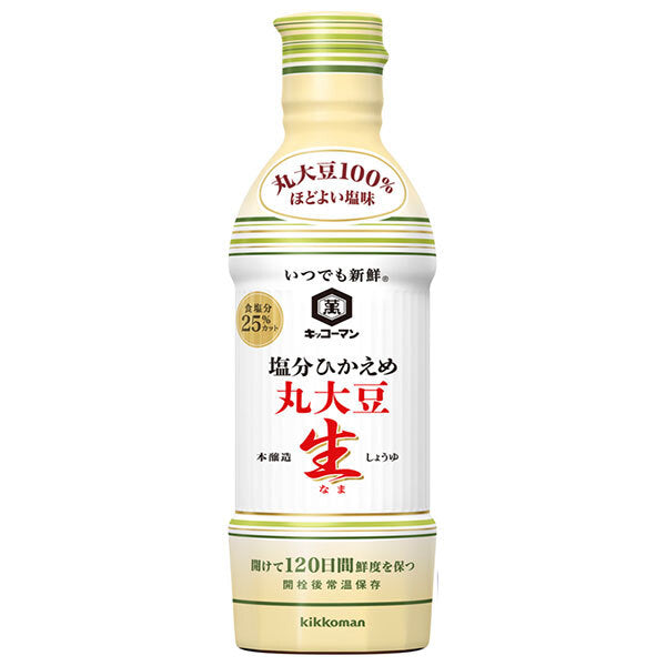 Kikkoman Always Fresh Low Salt Whole Soybean Raw Soy Sauce 450ml PET bottles x 12 bottles [Shipped in Japan]