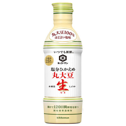 Kikkoman Always Fresh Low Salt Whole Soybean Raw Soy Sauce 450ml PET bottles x 12 bottles [Shipped in Japan]