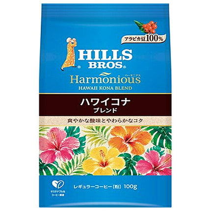 Japan Hills Coffee Harmonious Hawaii Kona Blend (Ground), 100g Bags x 12 [Ships from Japan]