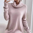 Autumn Winter Solid Cashmere  Loose  Mini Turtleneck sweater Dress