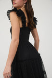 Polka Dot Chiffon Tiered Dress | Sage