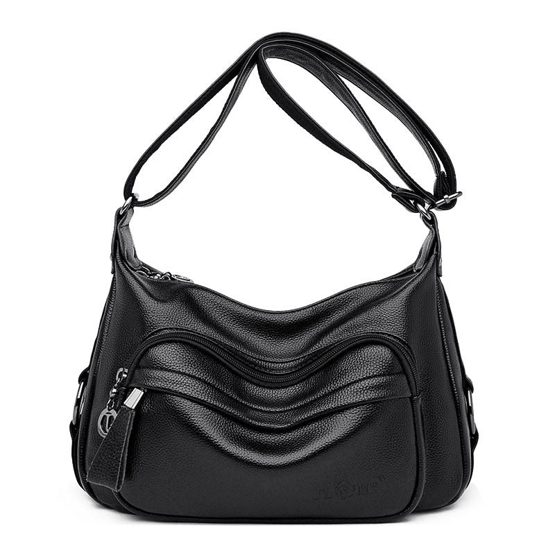 Women's Multi-Pocket PU Leather Shoulder Bag – Large Capacity Crossbody Hobo