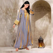 Women’s Kaftan Maxi Dress – Elegant Loose Abaya Gown with Gold Embroidered Sleeves | Modest Islamic Long Dress