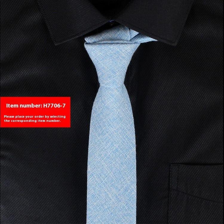 Men's Slim 6cm Cotton Necktie – Solid Color Arrow Tie for Business & Formal Wear | Canada & USA