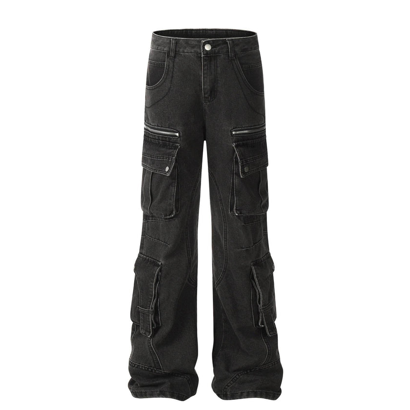 Solid Color Casual Multi-pocket Denim Jean Cargo Pants women