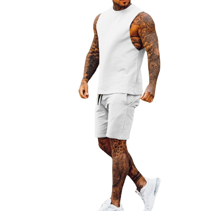 Men Summer 2pcs Sleeveless Athleisure wear Short Outfit set