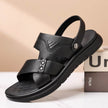 Men’s Premium Leather Cross-Strap Sandals – Breathable Open-Toe Casual Comfort Shoes