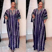 Middle East Striped Loose Robe African Dubai Arabic Satin Hot Drilling Stitching Abaya Buba Dress
