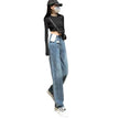 Wide Leg Jeans – High Waist Retro Blue Cotton Pants
