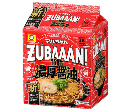 Toyo Suisan Maruchan ZUBAAAN! Sauce soja riche en graisse dorsale, paquet de 3 portions x 9 pièces 