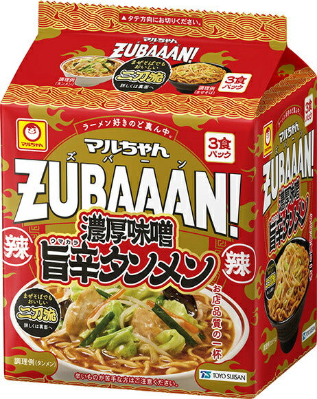 東洋水産 マルちゃん ZUBAAAN! 濃厚味噌旨辛タンメン (126g×3)×9個入【日本出荷】