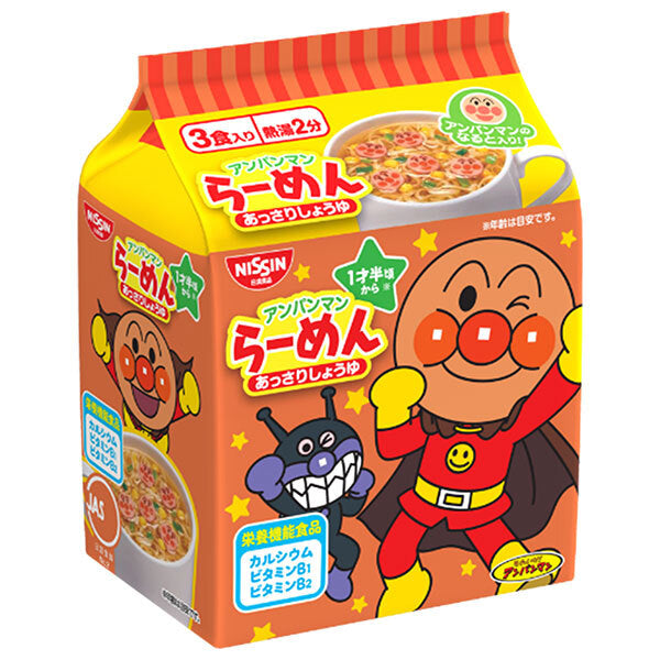 Nissin Foods Anpanman Ramen Light Soy Sauce 3-meal pack x 9 bags [shipped in Japan]