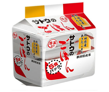 Sato Foods Sato Rice Akita Komachi Rice from Akita Prefecture 5 Meal Pack (200g x 5 meals) x 8 pieces 