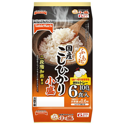 Table Mark Domestic Koshihikari Small Rice (Divided) 6 Meal Pack (100g x 2 Meals x 3 Pieces) x 8 Pieces [Shipped in Japan]