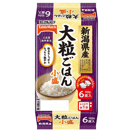 Table Mark Large-grain rice from Niigata Prefecture, small portion (divided), 6-pack (100g x 2 meals x 3 packs) x 8 packs 