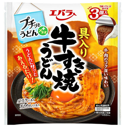 Ebara Foods Petitto Udon Plus Beef Sukiyaki with Toppings 126g (42g x 3) x 12 bags 