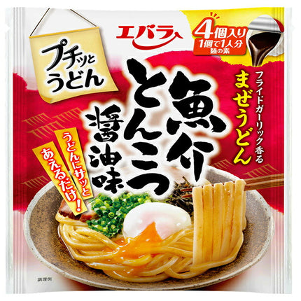 Ebara Foods Petit Udon Seafood Tonkotsu Soy Sauce 22g x 4 pieces x 12 bags [Shipped in Japan]