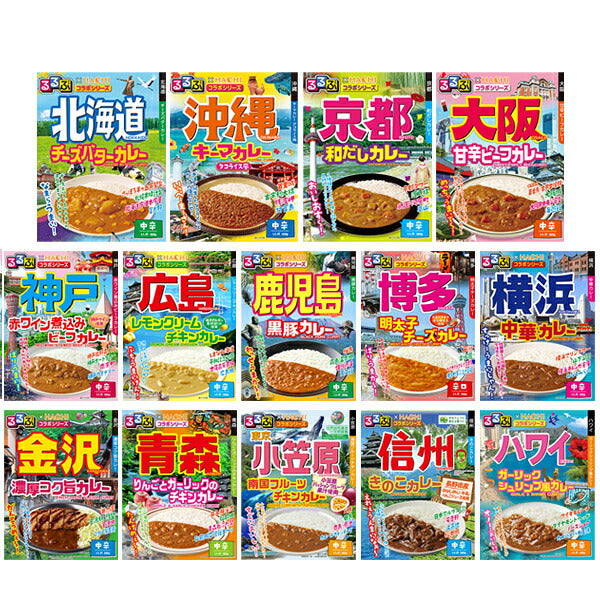 ハチ食品 るるぶ×Hachi コラボカレーシリーズ 14種詰め合わせセット 14個入【日本出荷】