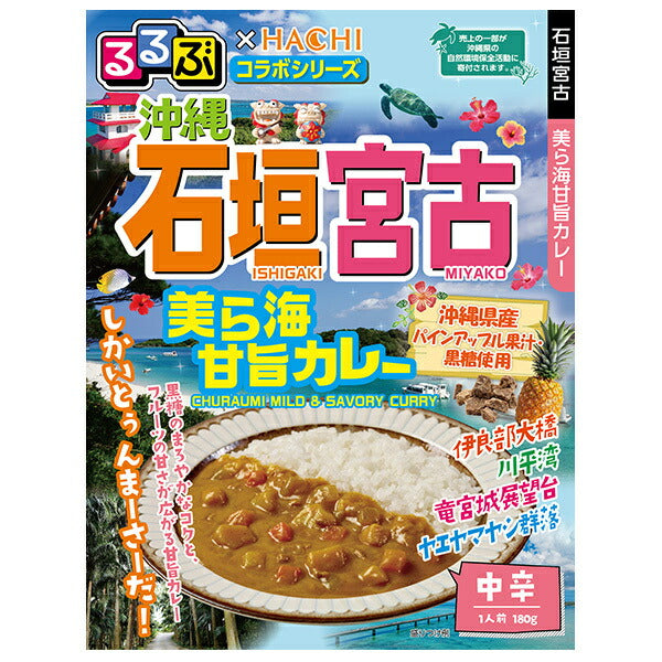 Hachi Foods Rurubu x Hachi Collaboration Series Ishigaki Miyako Churaumi Sweet Curry Medium Spicy 180g x 20 pieces [Shipped in Japan]