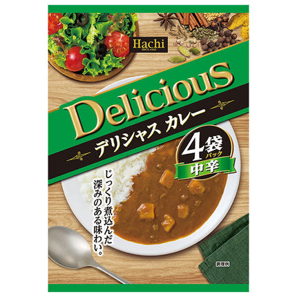 Hachi Foods, Délicieux Curry, Piquant moyen (170g x 4 sachets) x 12 boîtes