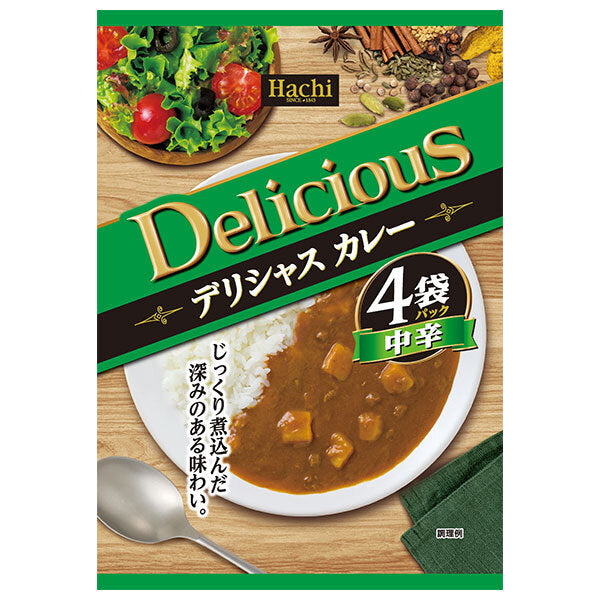 Hachi Foods Delicious Curry Medium Spicy (170g x 4 bags) x 12 pieces [Shipped in Japan]