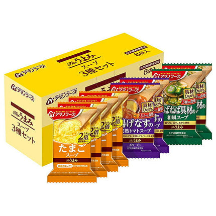 Amano Foods Freeze-Dried The Umami Soup 3-Type Set, 8 Meals x 3 Boxes 